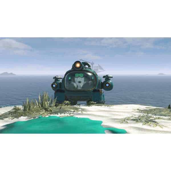 Marine robot from Splatoon Raiders approaching from the sea.