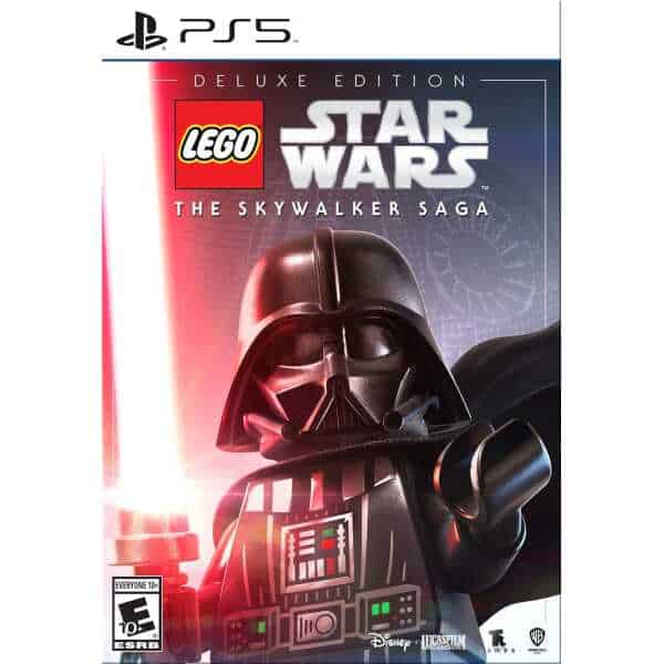 LEGO Star Wars: The Skywalker Saga PS5 game cover featuring Darth Vader and LEGO characters.
