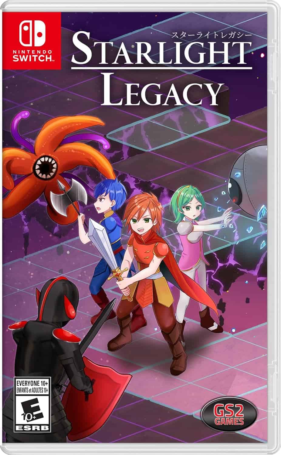 Gameware's Starlight Legacy Nintendo Switch game cover with characters in a sci-fi setting.