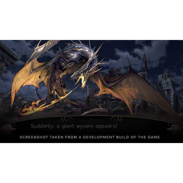 Epic dragon wyvern attacking in dark medieval cityscape at night.