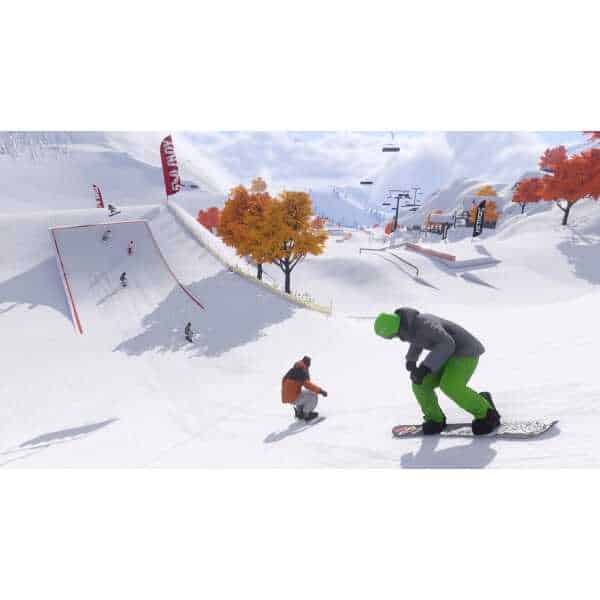 Snowboarding action at Shredders: Full Ride Edition with skiers and snowboarders on a snowy mountain.