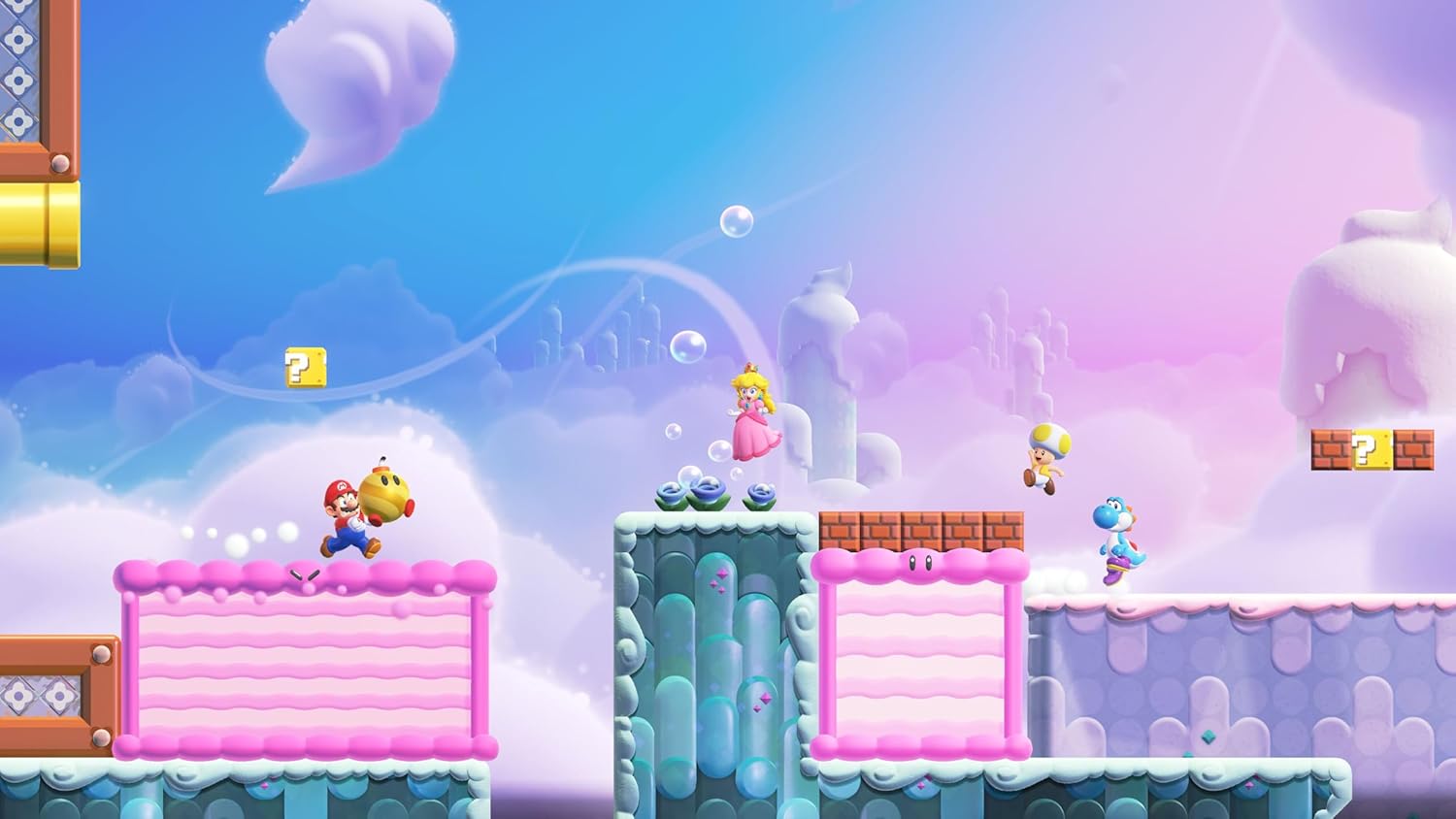 Super Mario Bros. Wonder gameplay on Nintendo Switch 2 at Bellabel Park meetup.