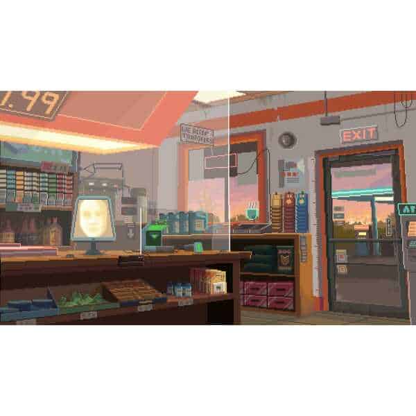Indoor scene of a convenience store in NORCO with retro gaming and tech items.