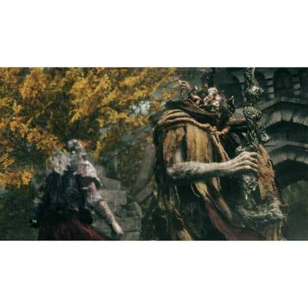 Elden Ring Tarnished Edition game character with staff in a fantasy setting.