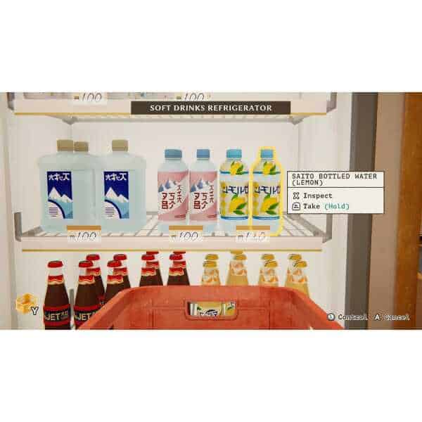 Soft drinks in a refrigerator with water, juice, and soda bottles.