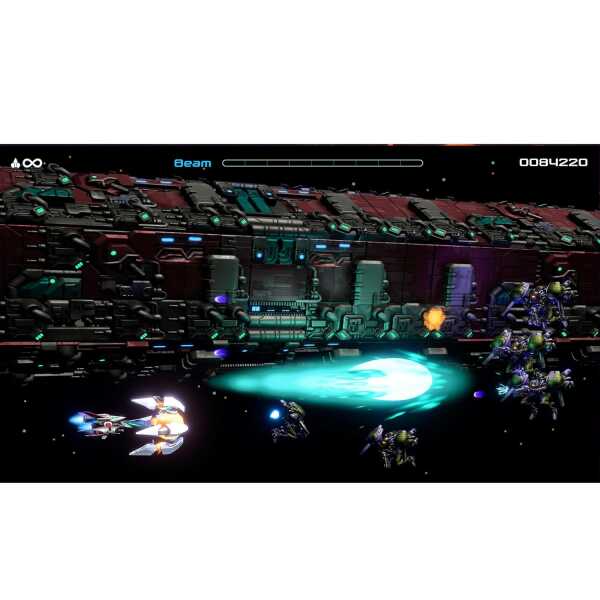 Classic spaceship shoot 'em up gameplay from R-Type Dimensions III on Gameware.