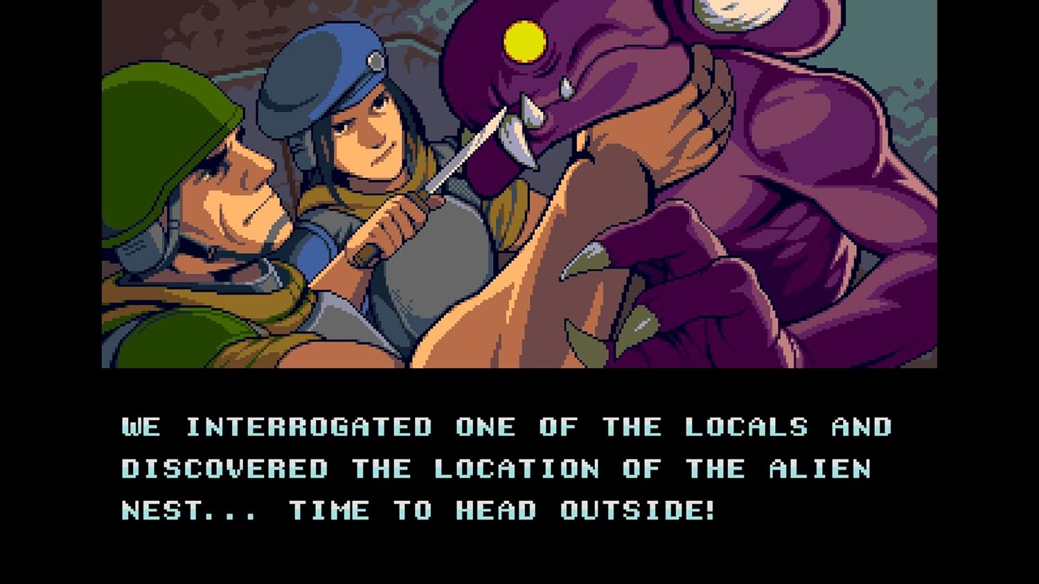 Alien nest discovery in a video game scene.