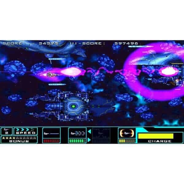 Classic arcade space shooter gameplay with vibrant visuals and intense battles.