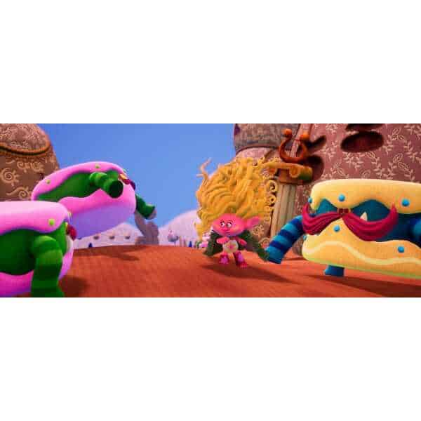Colorful animated characters from Gameware in a vibrant fantasy setting.