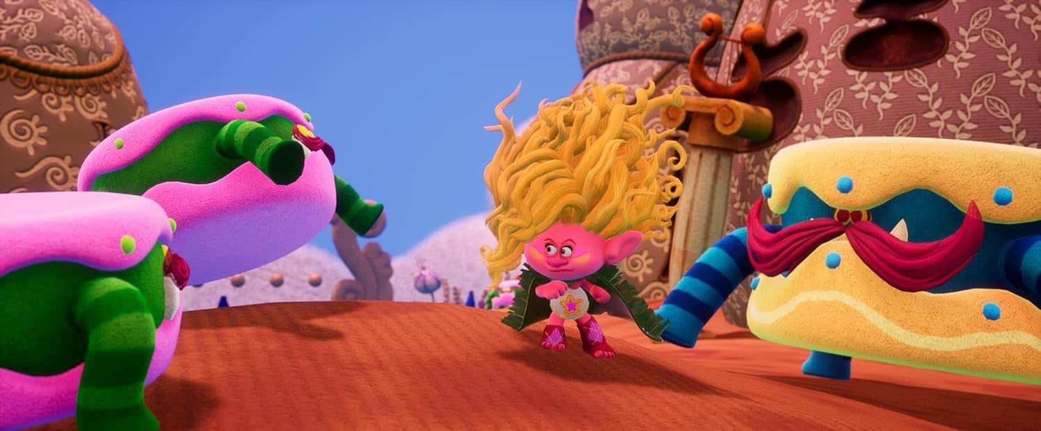 Colorful animated characters from Gameware in a vibrant fantasy setting.
