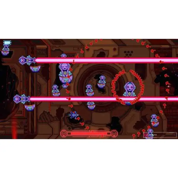 Enhanced sci-fi game interface with laser beams and robotic characters.