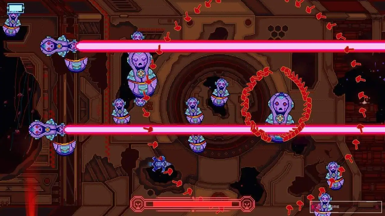 Enhanced sci-fi game interface with laser beams and robotic characters.