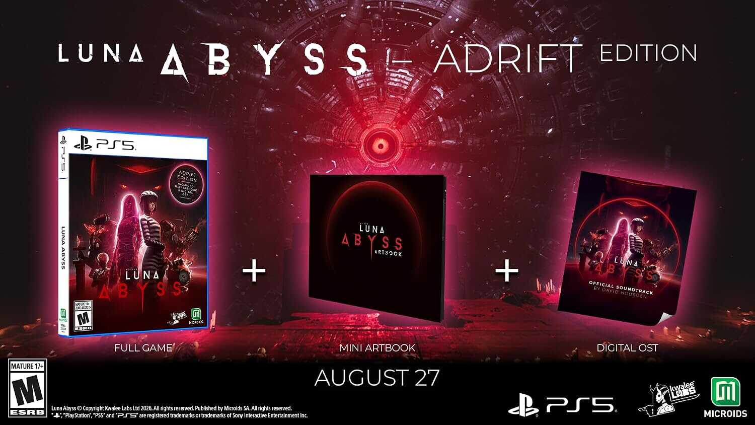 Adrift Edition game bundle with PS5, mini artbook, and digital OST.