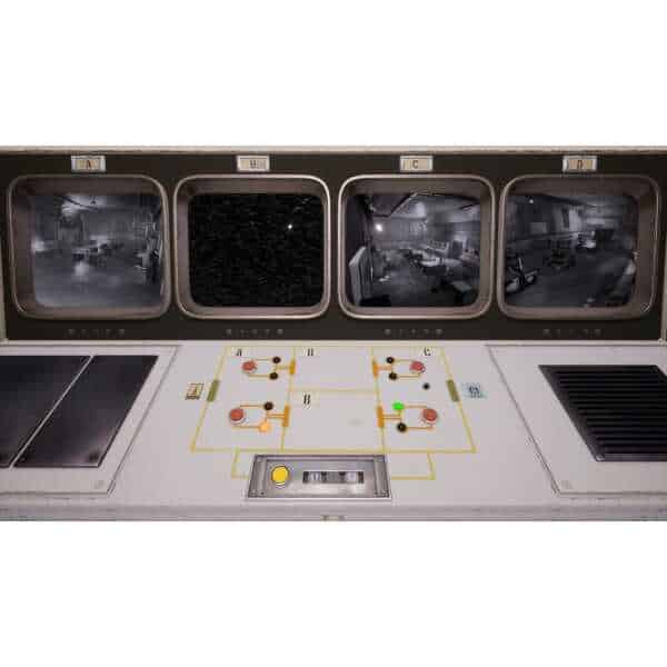 Old control panel with switches and monitors from Call of the Elder Gods Miskatonic Edition.
