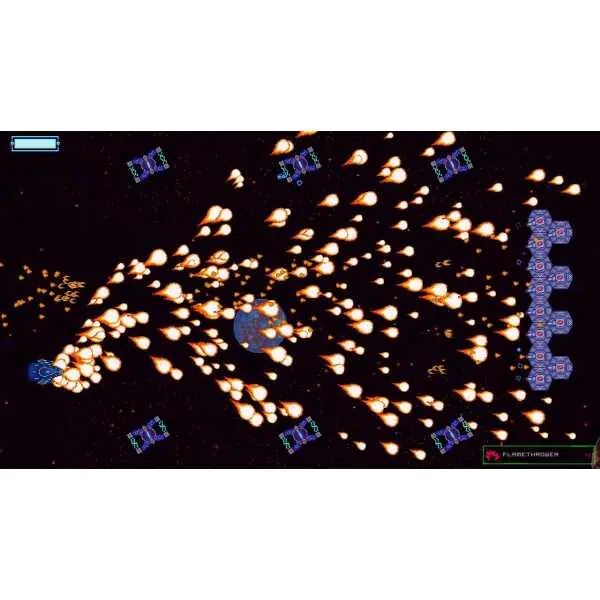 An intense space battle scene with spacecraft and explosions in a cosmic setting.
