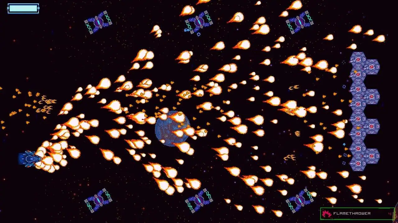 An intense space battle scene with spacecraft and explosions in a cosmic setting.