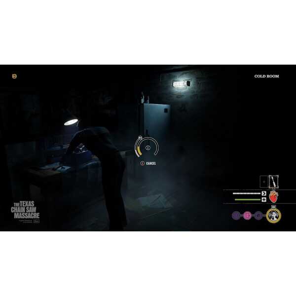 Cold Room survival scene with a person working in a dark, tense environment.