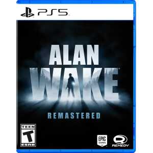 Alan Wake Remastered PS5 game cover with dark, atmospheric design.