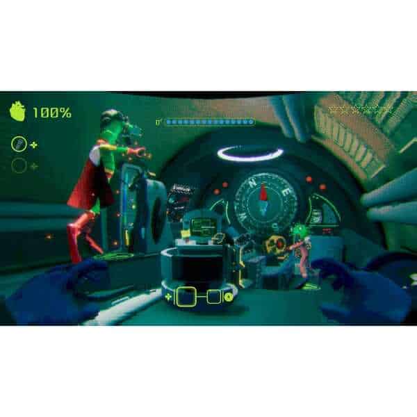 Immersive underwater adventure game scene with divers exploring a high-tech submarine environment.