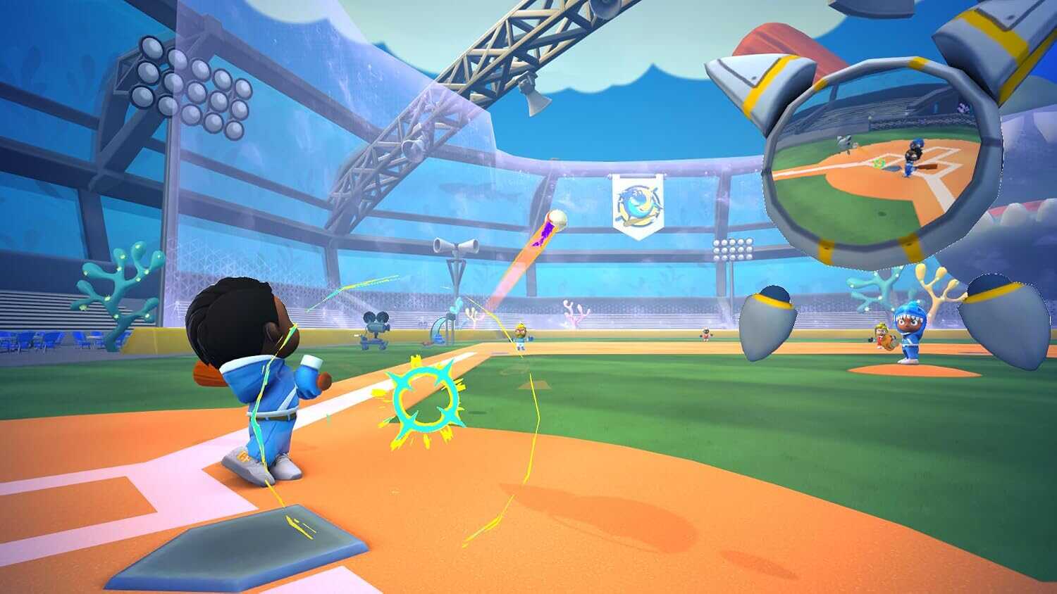 Kids playing baseball minigame in Instant Sports 2 on Gameware.