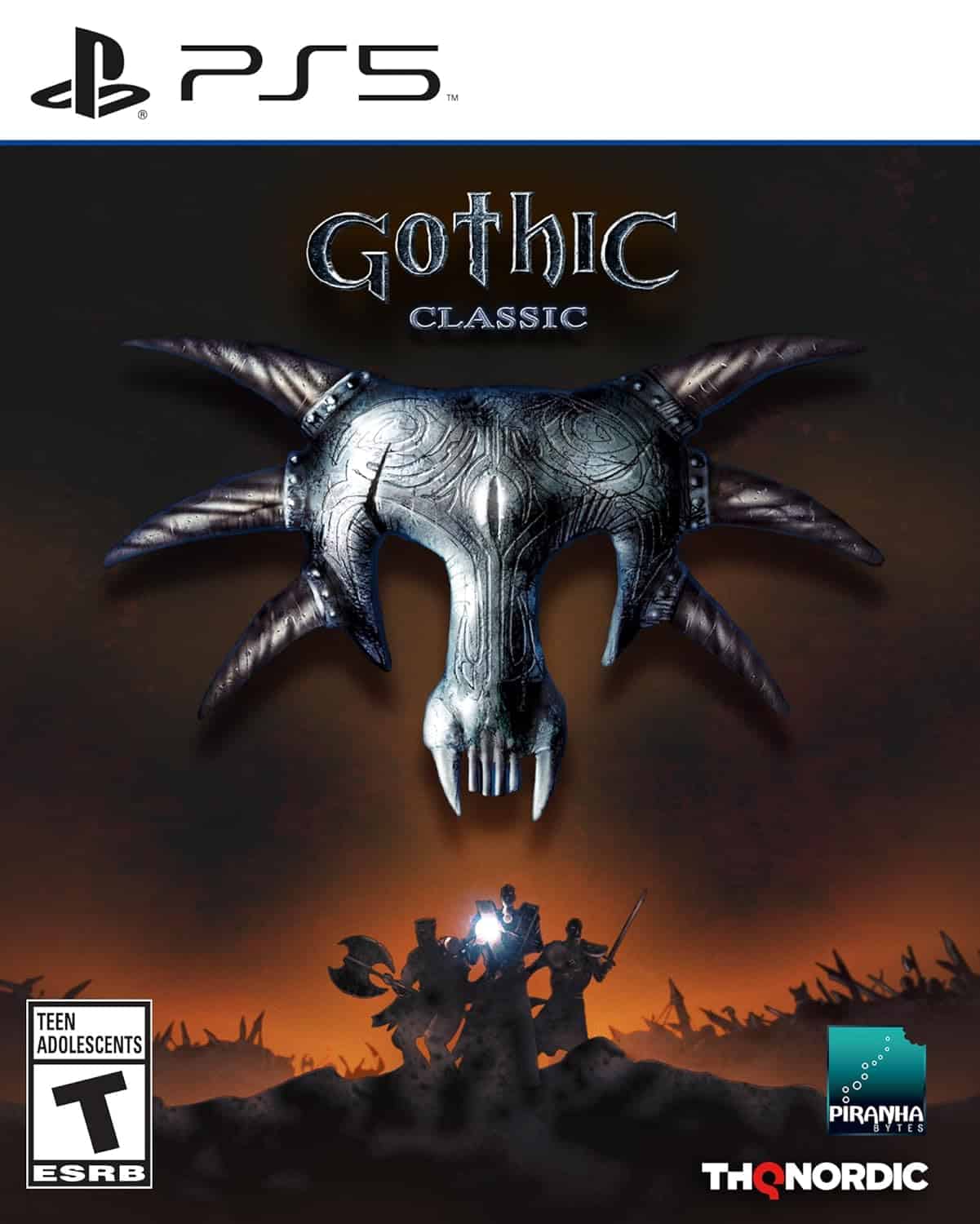 Gothic Classic PS5 game cover featuring a skull with horns and warriors in the background.