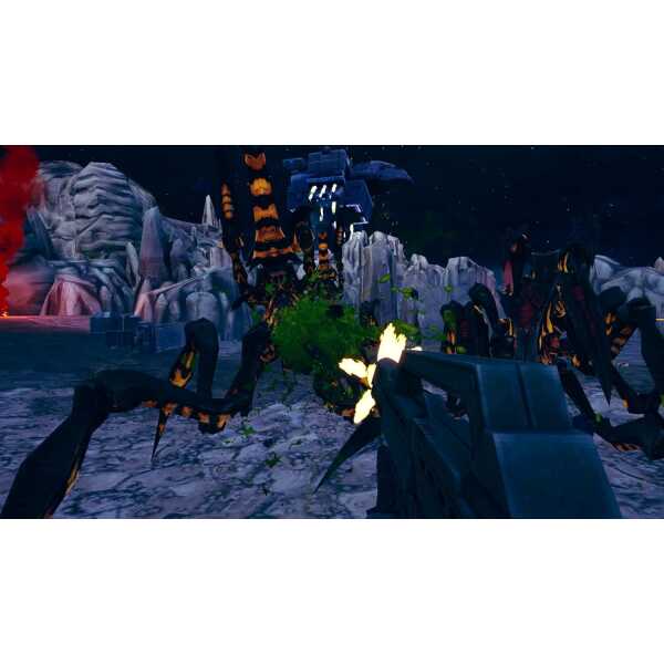 Alien creatures attacking in a sci-fi game environment.