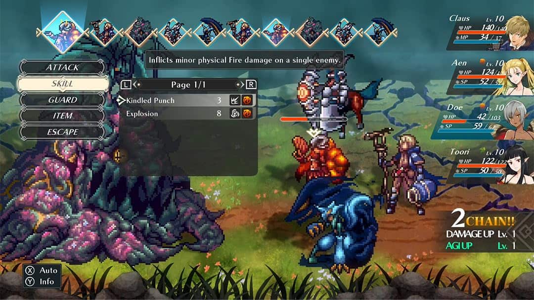 Epic RPG battle scene from WiZmans World Re;Try showcasing intense combat and vibrant pixel art.