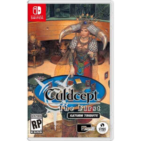 Culdcept The First Saturn Tribute game cover with fantasy character and card game elements.