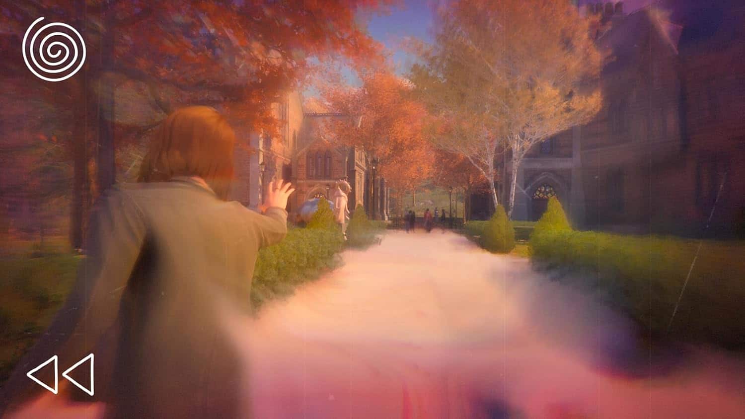 Scene from Life is Strange: Reunion game showing a character in a park setting.