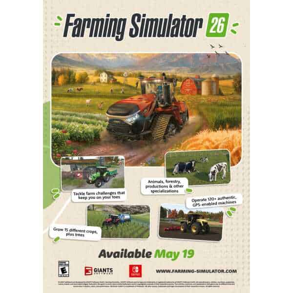 Farming Simulator 26: Realistic farming game featuring tractors, crops, and farm challenges.