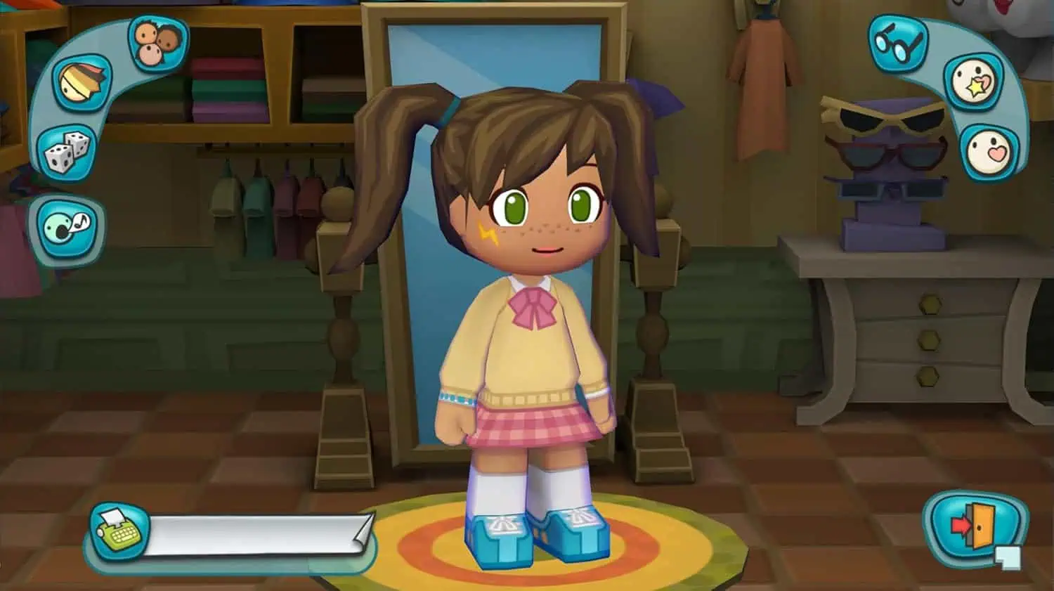 MySims Cozy Bundle character customization screen showcasing outfit options.