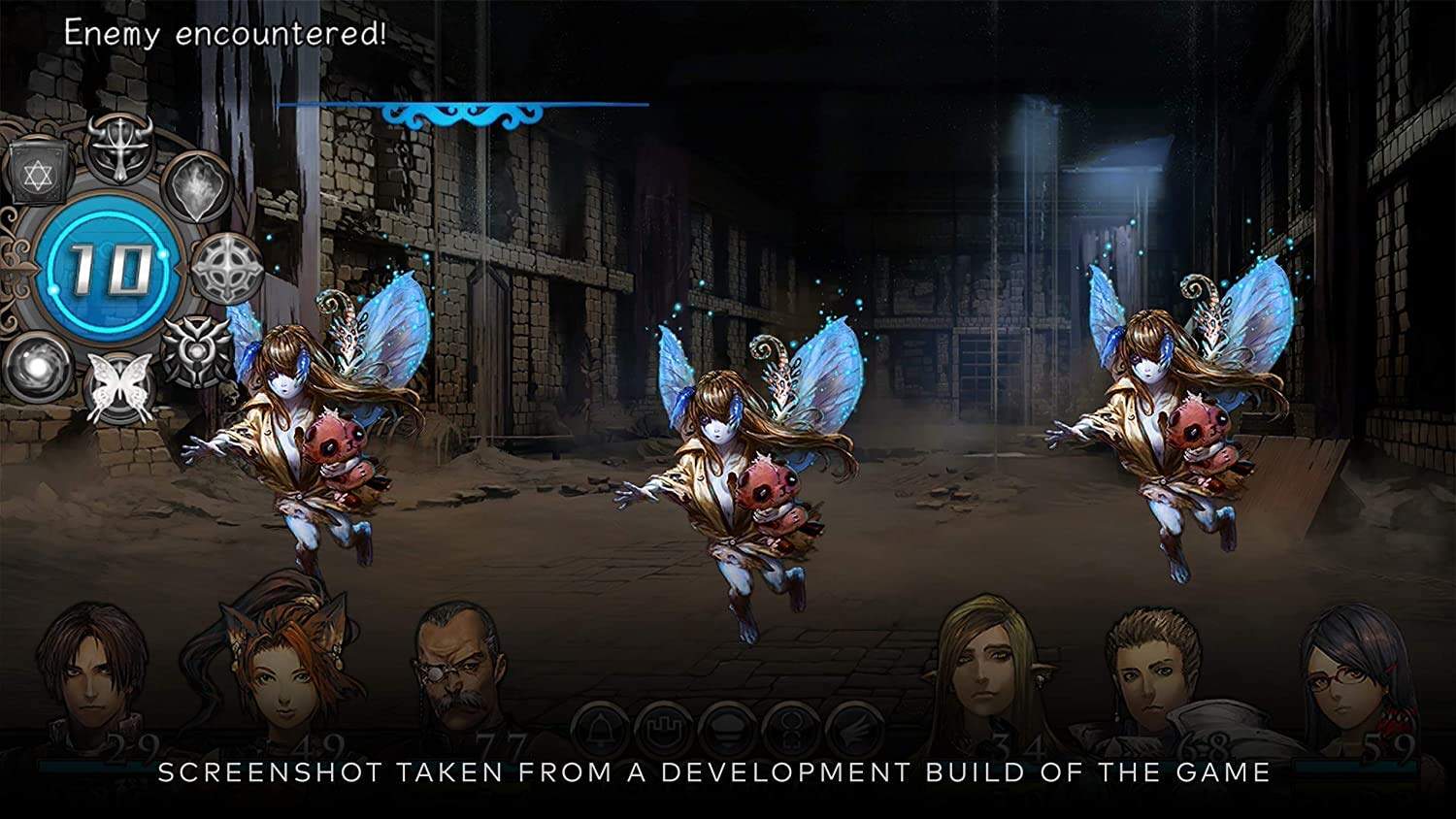 Enemy encounter with flying insect-like creatures in a dark, abandoned warehouse setting.