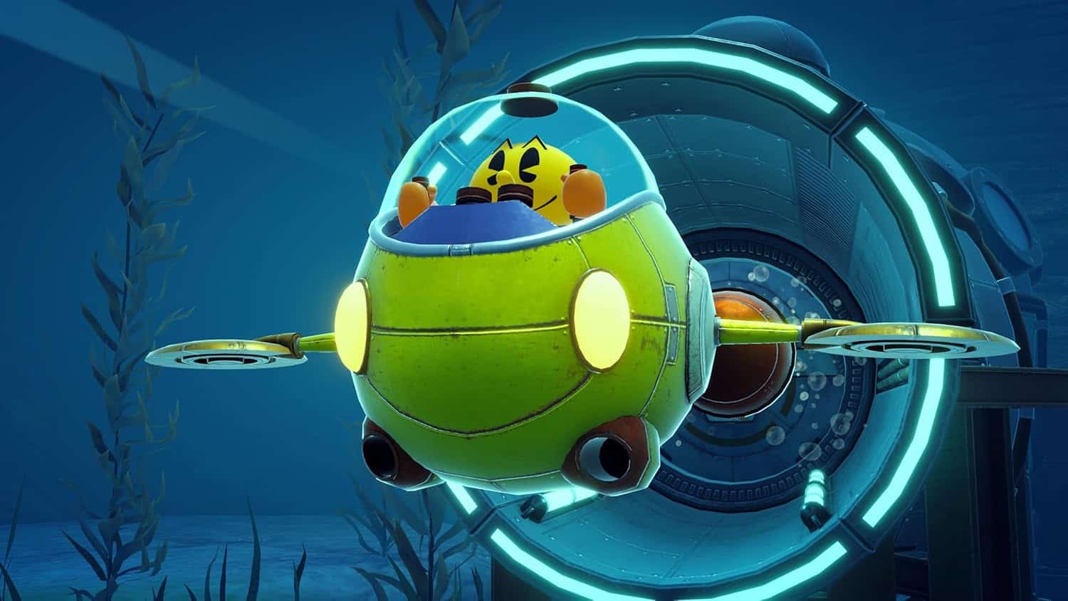 PAC-MAN WORLD 2 Re-PAC spaceship in underwater environment.