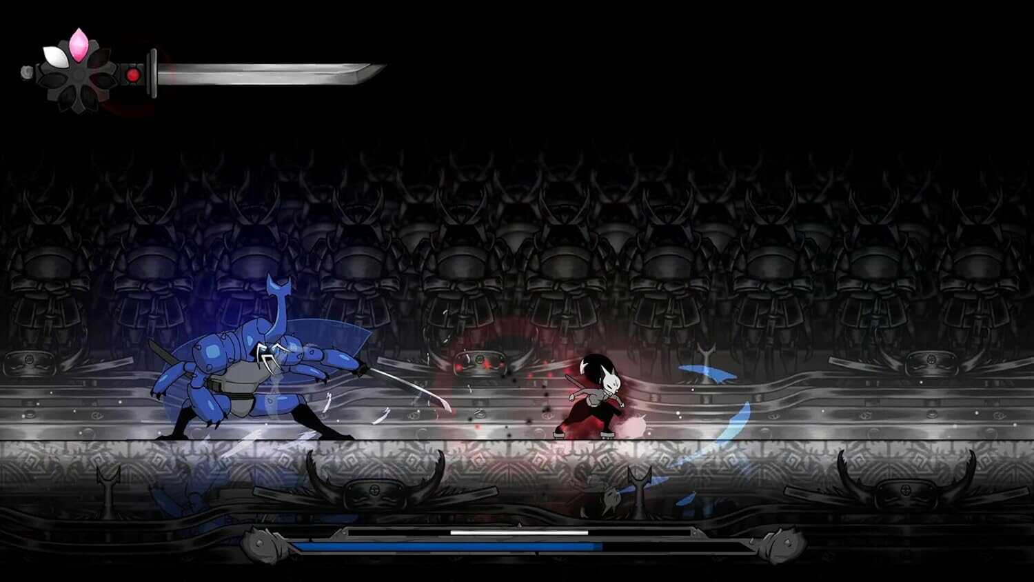 Epic battle scene from Gameware featuring Gurei and robotic enemies.