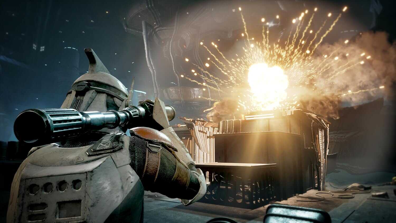Intense battle scene from Star Wars: Zero Company with explosions and combat gear.