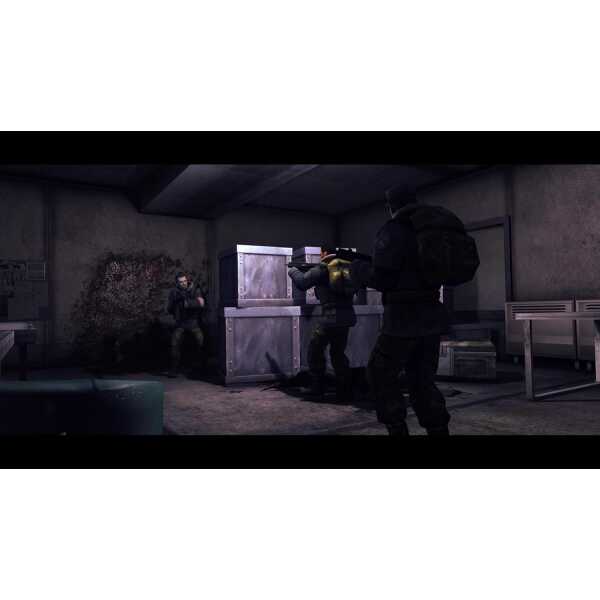 Tactical team in combat gear prepares to breach a room in a high-stakes operation.