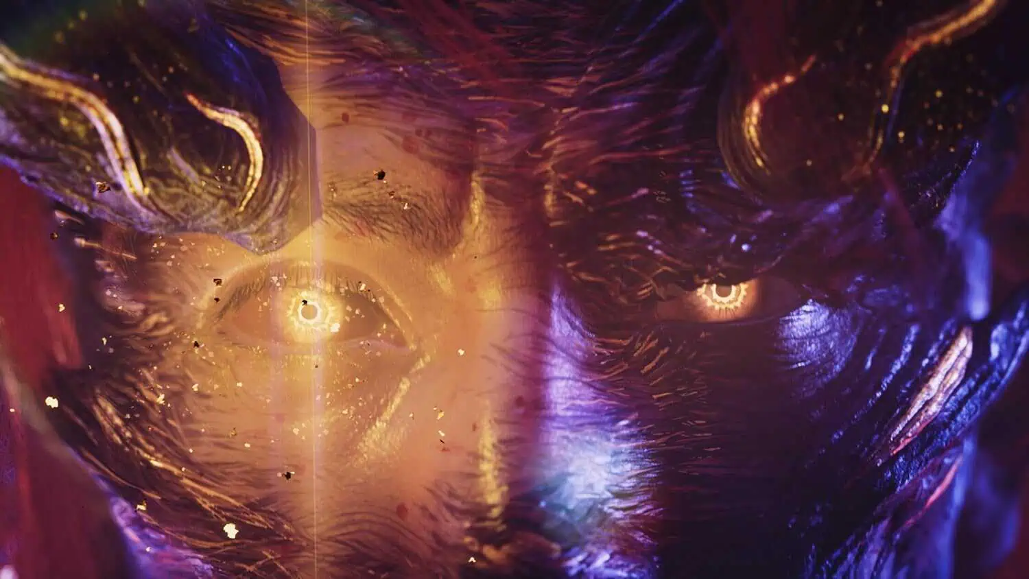 Futuristic warrior with glowing eyes from Onimusha game series.