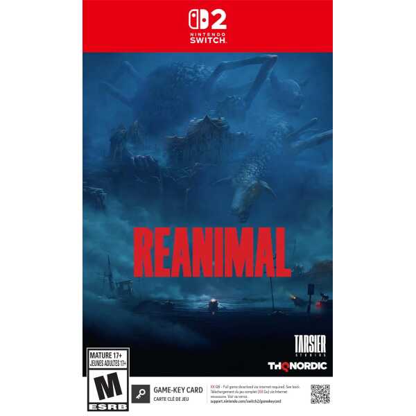 Reanimal Nintendo Switch game cover with a dark, mysterious creature and a stormy background.