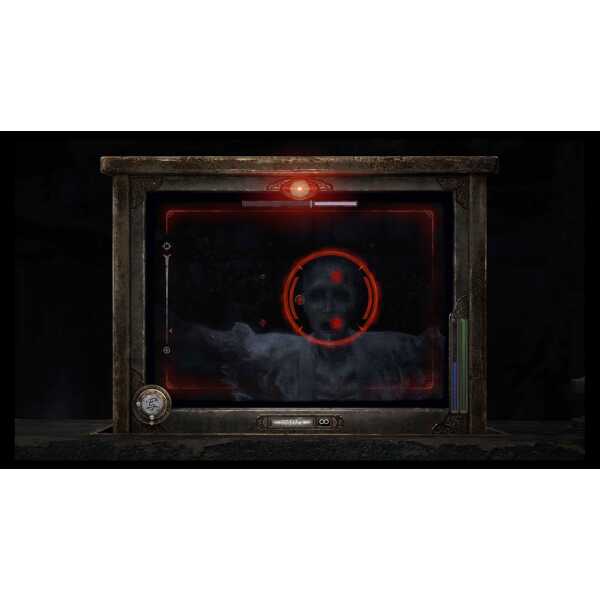Horror-themed gaming monitor displaying a terrifying zombie face with red targeting overlay.