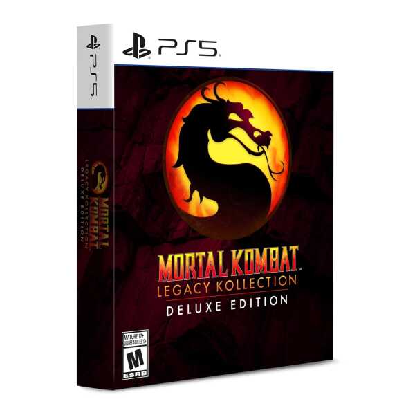 Mortal Kombat Legacy Kollection Deluxe Edition for PS5 with iconic dragon logo.