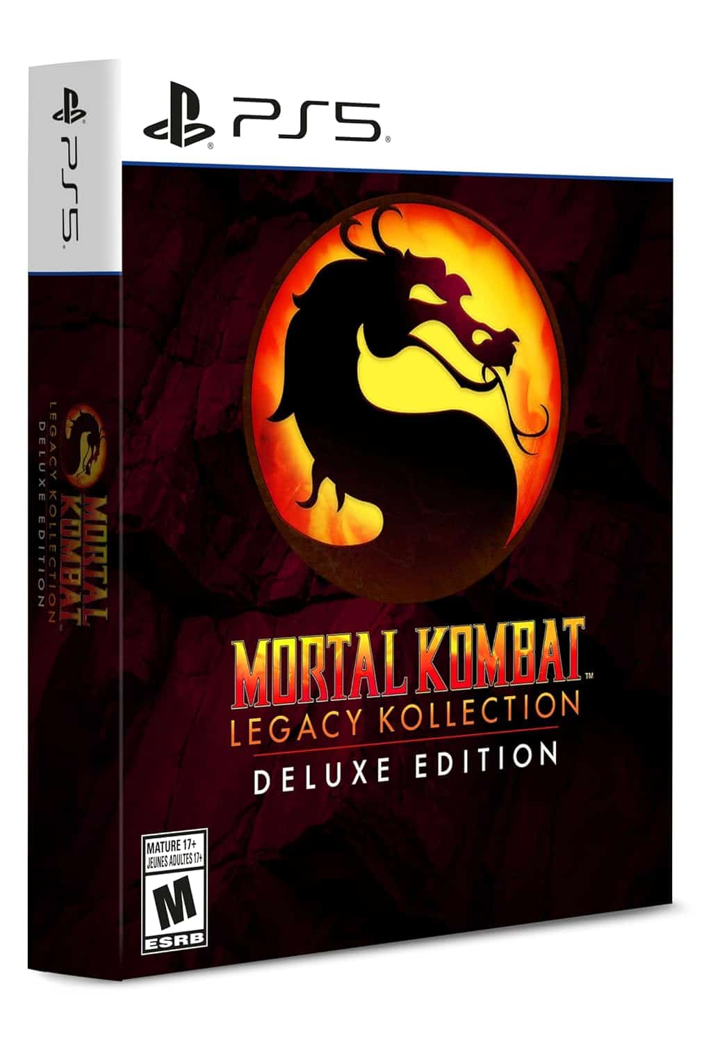 Mortal Kombat Legacy Kollection Deluxe Edition for PS5 with iconic dragon logo.