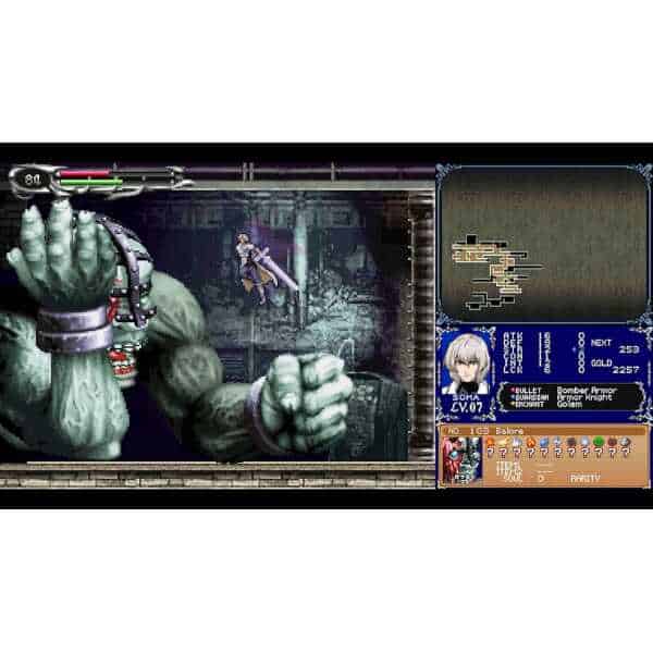 Pixel art action game featuring a giant monster and hero combat scene.