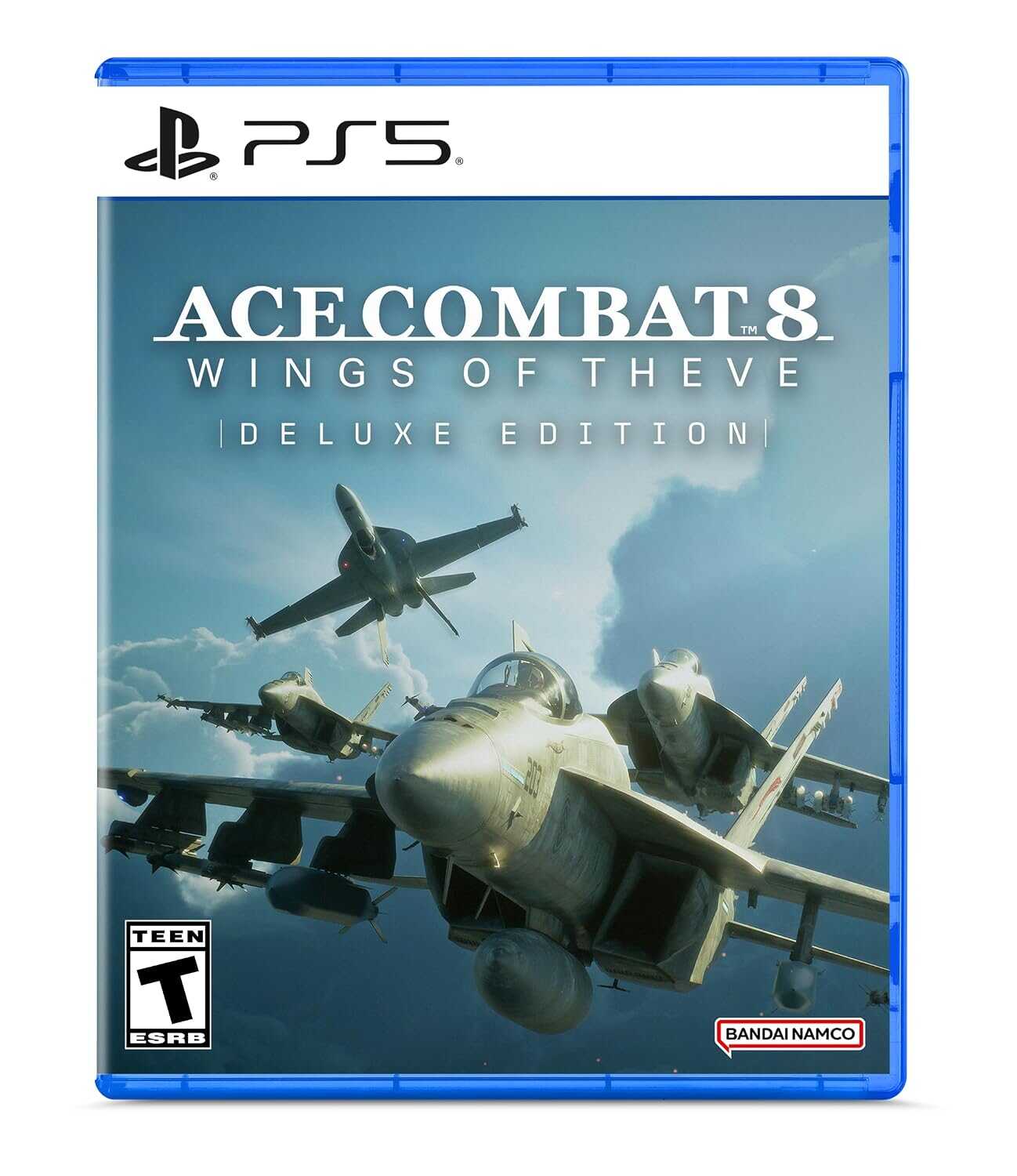 PS5 game cover for Ace Combat 8 Wings of Theve Deluxe Edition with fighter jets.