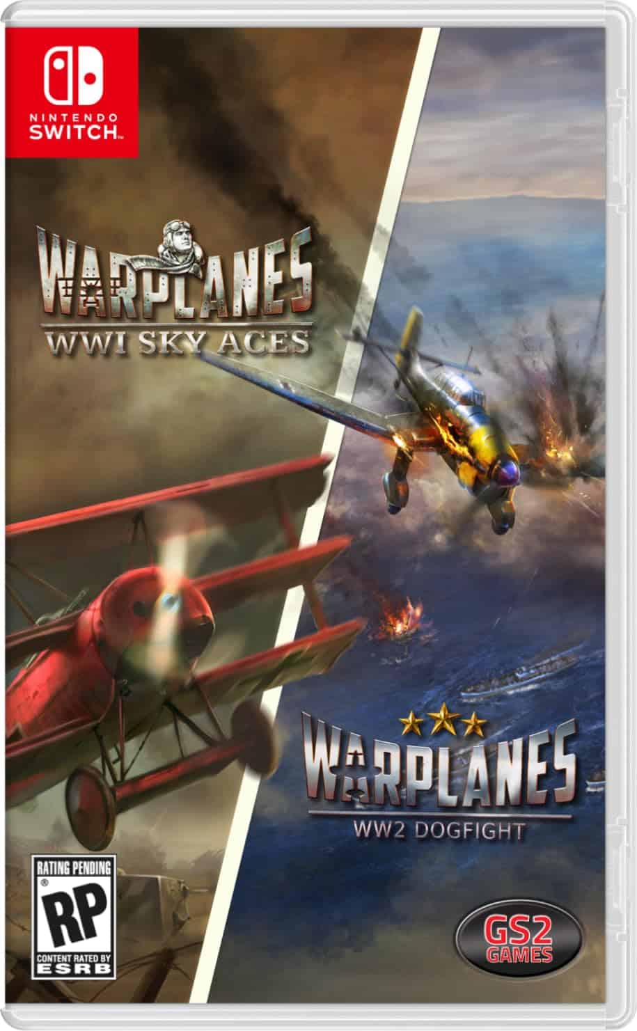Warplanes WWI & WWII Sky Aces aerial combat scene with fighter planes in battle.