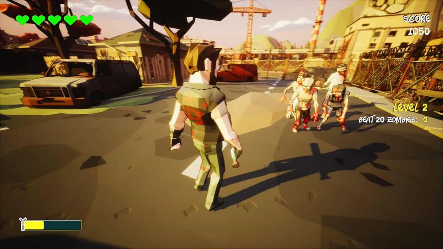 Player character fighting zombies in Drunken Fist 2: Zombie Hangover game.