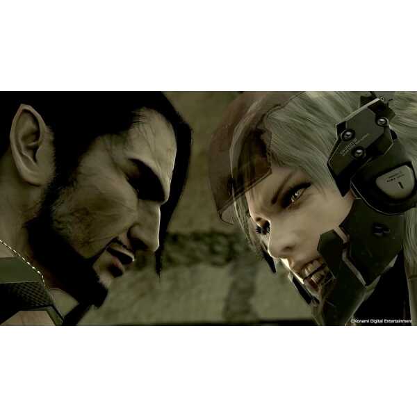 Intense futuristic gaming combat with two characters in a virtual environment.