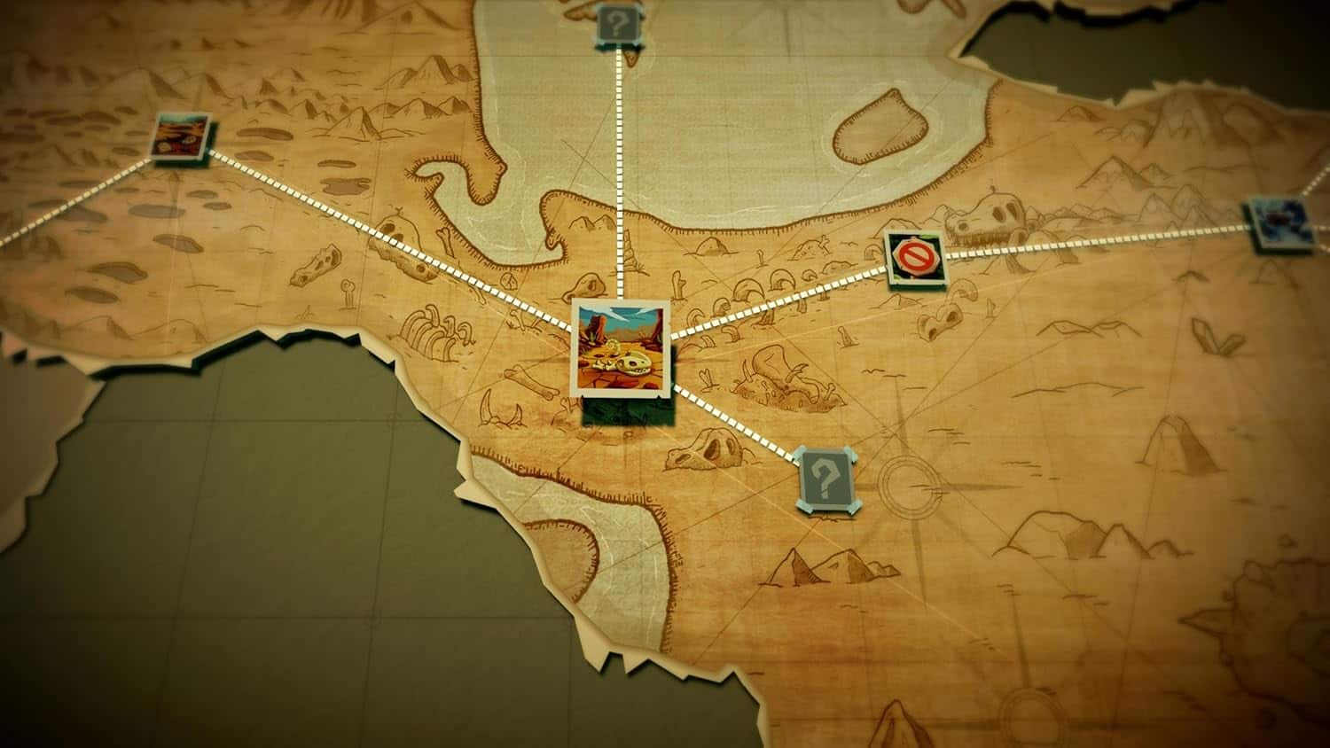 Explorer Edition map with game tokens and quest markers.