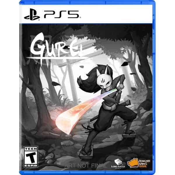 Gurei game cover for PS5 featuring a ninja with a glowing sword in a forest.