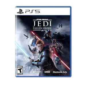 Epic Star Wars Jedi: Fallen Order PS5 game cover with characters and TIE fighters.