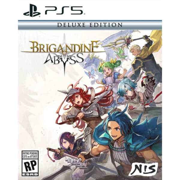 Brigandine Abyss PS5 Deluxe Edition game cover with fantasy characters and warriors.